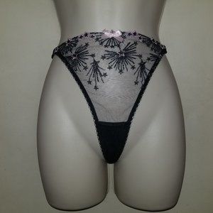 Agent Provocateur Kaylie thong size Large or XL black with pink and silver NWT